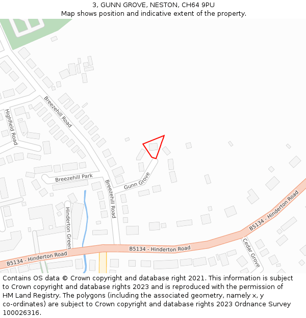 3, GUNN GROVE, NESTON, CH64 9PU: Location map and indicative extent of plot