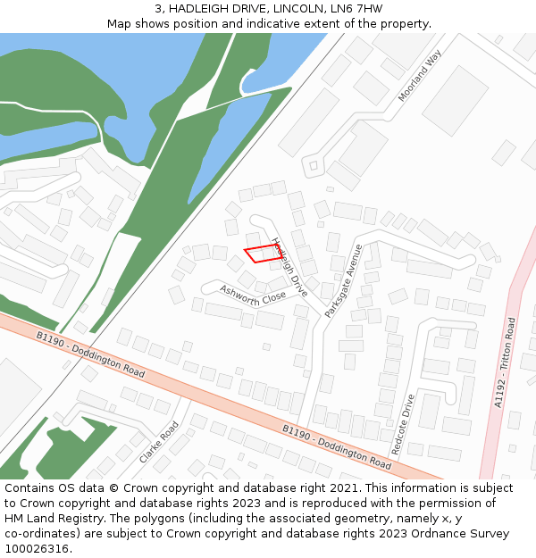 3, HADLEIGH DRIVE, LINCOLN, LN6 7HW: Location map and indicative extent of plot