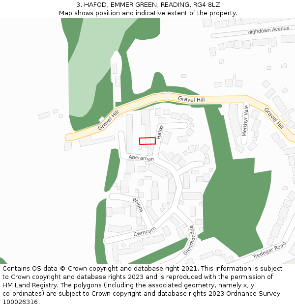 3, HAFOD, EMMER GREEN, READING, RG4 8LZ: Location map and indicative extent of plot