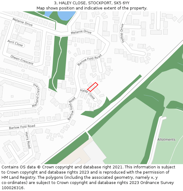 3, HALEY CLOSE, STOCKPORT, SK5 6YY: Location map and indicative extent of plot