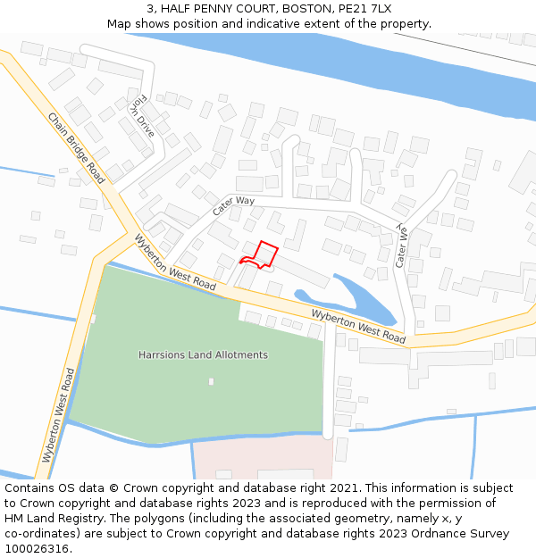 3, HALF PENNY COURT, BOSTON, PE21 7LX: Location map and indicative extent of plot