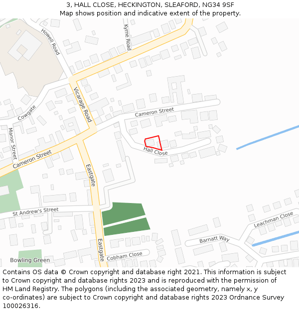 3, HALL CLOSE, HECKINGTON, SLEAFORD, NG34 9SF: Location map and indicative extent of plot