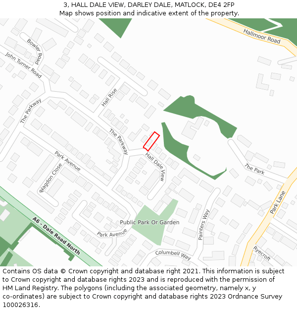 3, HALL DALE VIEW, DARLEY DALE, MATLOCK, DE4 2FP: Location map and indicative extent of plot