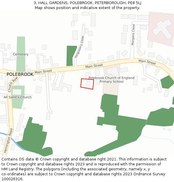 3, HALL GARDENS, POLEBROOK, PETERBOROUGH, PE8 5LJ: Location map and indicative extent of plot