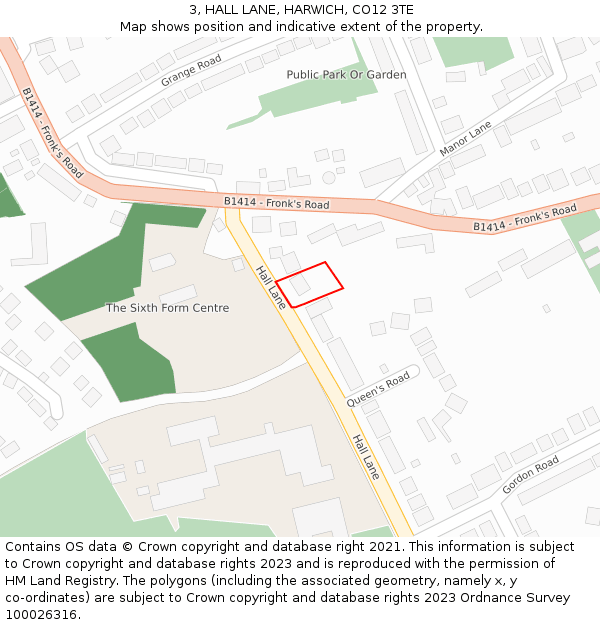 3, HALL LANE, HARWICH, CO12 3TE: Location map and indicative extent of plot