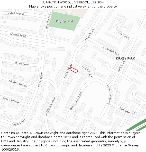 3, HALTON WOOD, LIVERPOOL, L32 2DH: Location map and indicative extent of plot