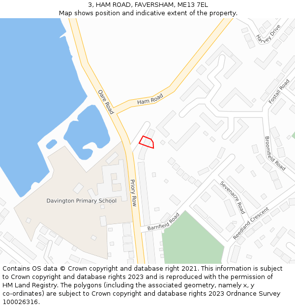 3, HAM ROAD, FAVERSHAM, ME13 7EL: Location map and indicative extent of plot