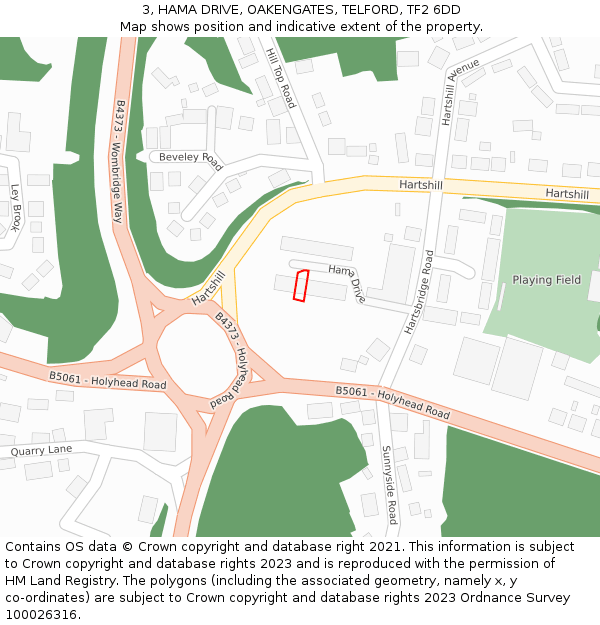 3, HAMA DRIVE, OAKENGATES, TELFORD, TF2 6DD: Location map and indicative extent of plot