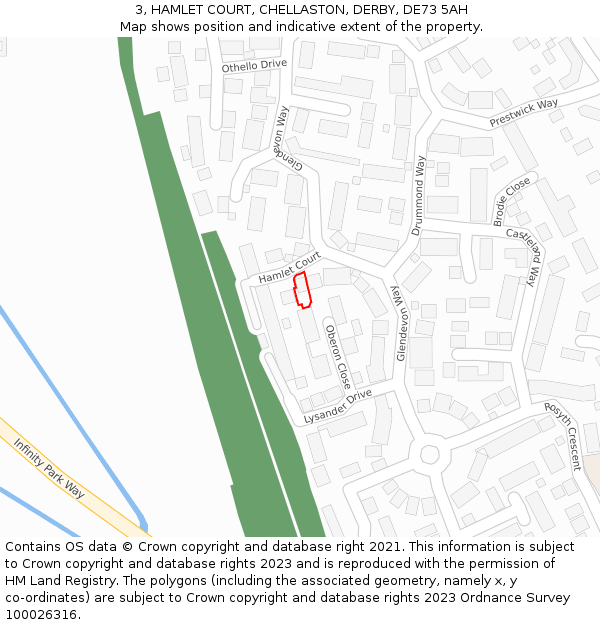 3, HAMLET COURT, CHELLASTON, DERBY, DE73 5AH: Location map and indicative extent of plot