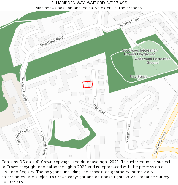 3, HAMPDEN WAY, WATFORD, WD17 4SS: Location map and indicative extent of plot