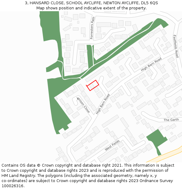 3, HANSARD CLOSE, SCHOOL AYCLIFFE, NEWTON AYCLIFFE, DL5 6QS: Location map and indicative extent of plot