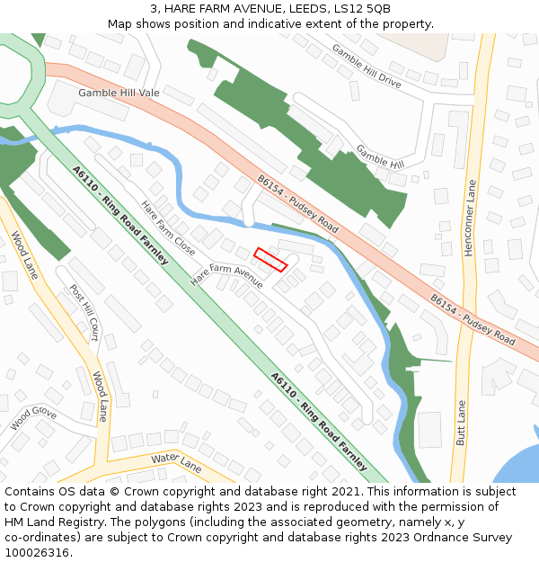 3, HARE FARM AVENUE, LEEDS, LS12 5QB: Location map and indicative extent of plot