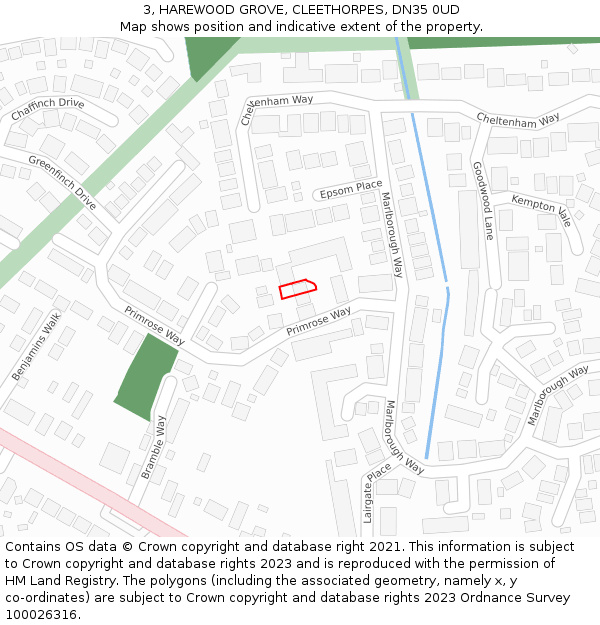 3, HAREWOOD GROVE, CLEETHORPES, DN35 0UD: Location map and indicative extent of plot