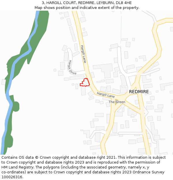 3, HARGILL COURT, REDMIRE, LEYBURN, DL8 4HE: Location map and indicative extent of plot