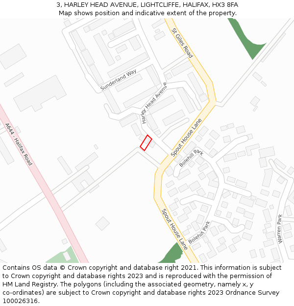 3, HARLEY HEAD AVENUE, LIGHTCLIFFE, HALIFAX, HX3 8FA: Location map and indicative extent of plot