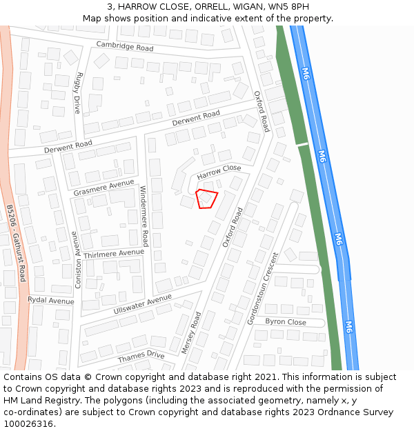 3, HARROW CLOSE, ORRELL, WIGAN, WN5 8PH: Location map and indicative extent of plot