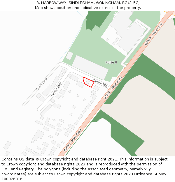 3, HARROW WAY, SINDLESHAM, WOKINGHAM, RG41 5GJ: Location map and indicative extent of plot