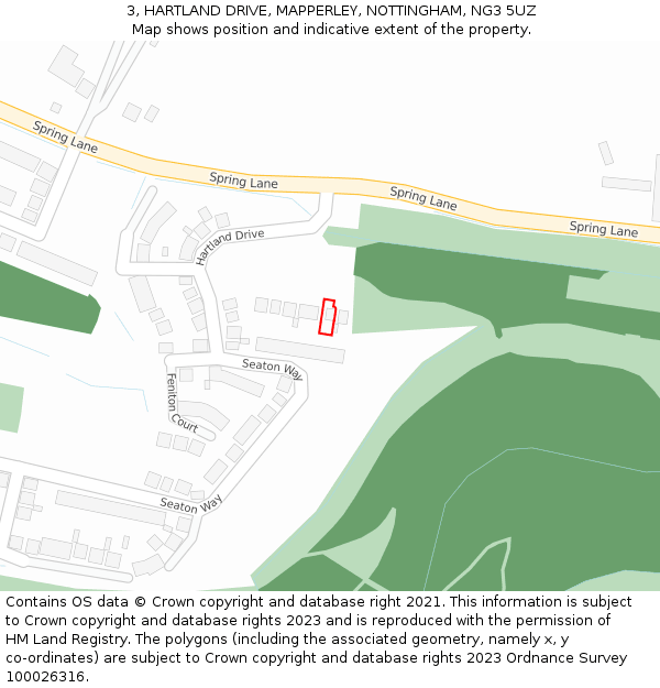 3, HARTLAND DRIVE, MAPPERLEY, NOTTINGHAM, NG3 5UZ: Location map and indicative extent of plot