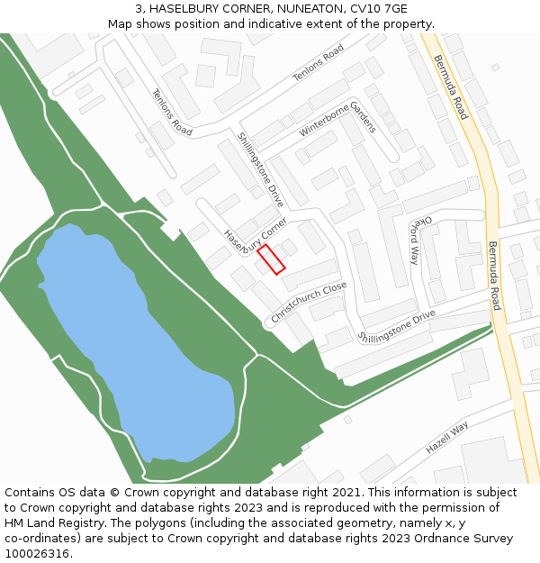 3, HASELBURY CORNER, NUNEATON, CV10 7GE: Location map and indicative extent of plot