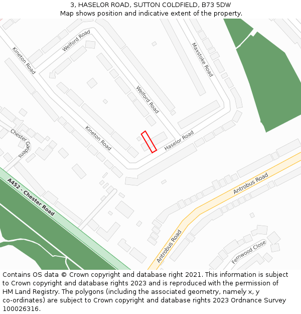 3, HASELOR ROAD, SUTTON COLDFIELD, B73 5DW: Location map and indicative extent of plot