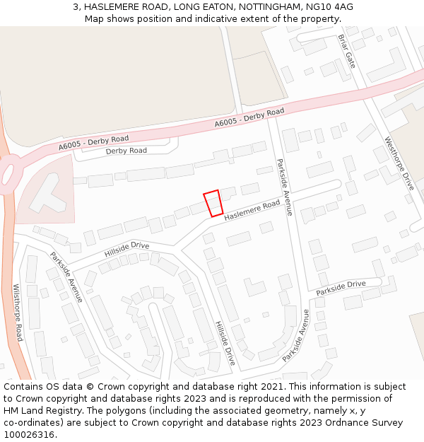 3, HASLEMERE ROAD, LONG EATON, NOTTINGHAM, NG10 4AG: Location map and indicative extent of plot