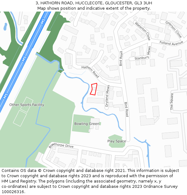 3, HATHORN ROAD, HUCCLECOTE, GLOUCESTER, GL3 3UH: Location map and indicative extent of plot