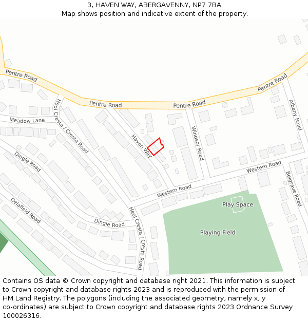 3, HAVEN WAY, ABERGAVENNY, NP7 7BA: Location map and indicative extent of plot
