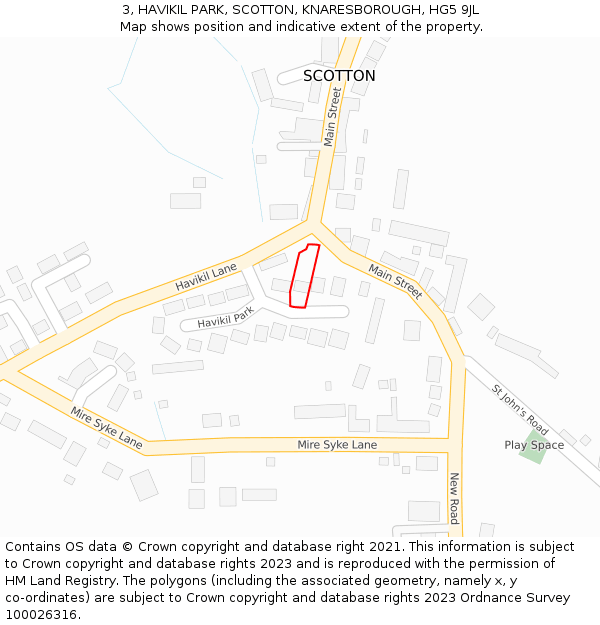 3, HAVIKIL PARK, SCOTTON, KNARESBOROUGH, HG5 9JL: Location map and indicative extent of plot