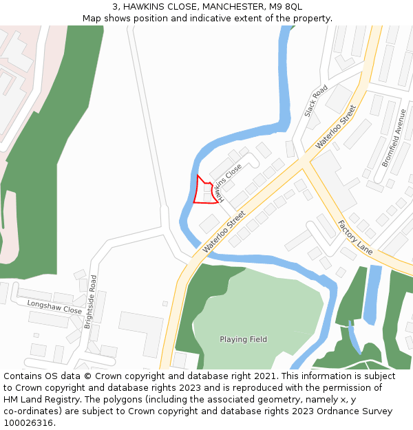 3, HAWKINS CLOSE, MANCHESTER, M9 8QL: Location map and indicative extent of plot