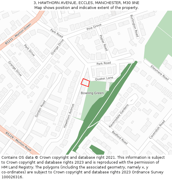 3, HAWTHORN AVENUE, ECCLES, MANCHESTER, M30 9NE: Location map and indicative extent of plot