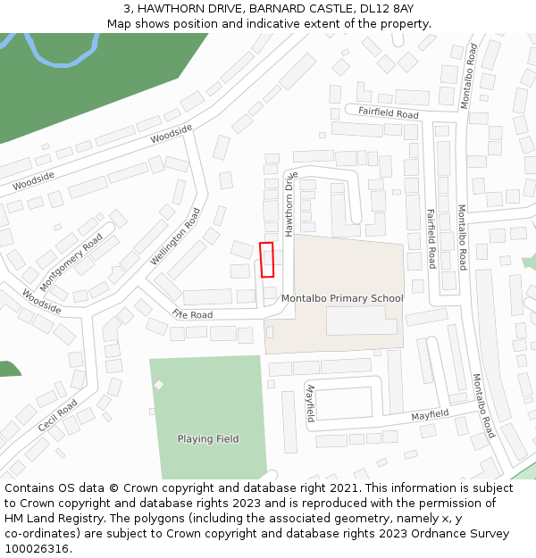 3, HAWTHORN DRIVE, BARNARD CASTLE, DL12 8AY: Location map and indicative extent of plot