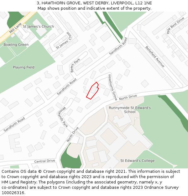 3, HAWTHORN GROVE, WEST DERBY, LIVERPOOL, L12 1NE: Location map and indicative extent of plot