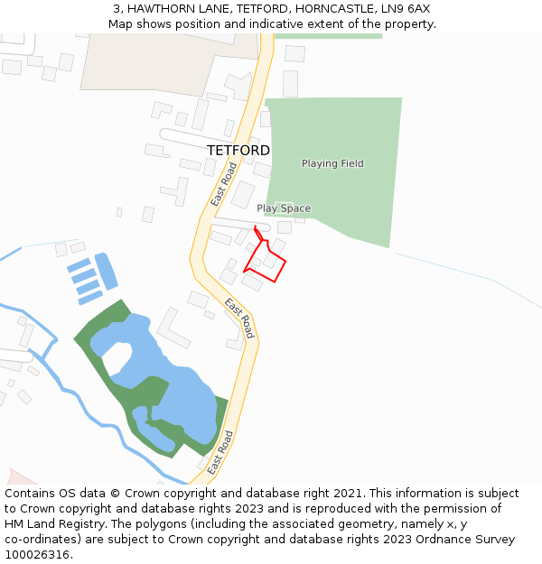 3, HAWTHORN LANE, TETFORD, HORNCASTLE, LN9 6AX: Location map and indicative extent of plot