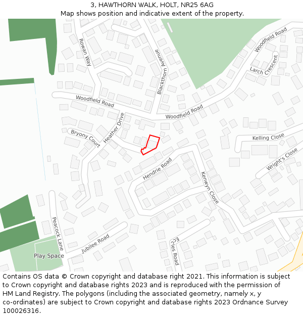 3, HAWTHORN WALK, HOLT, NR25 6AG: Location map and indicative extent of plot