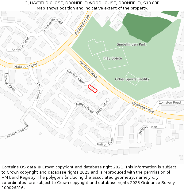 3, HAYFIELD CLOSE, DRONFIELD WOODHOUSE, DRONFIELD, S18 8RP: Location map and indicative extent of plot
