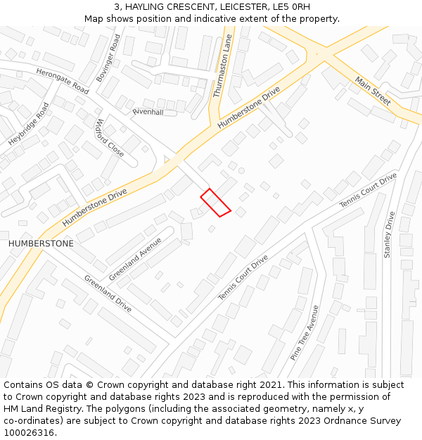 3, HAYLING CRESCENT, LEICESTER, LE5 0RH: Location map and indicative extent of plot