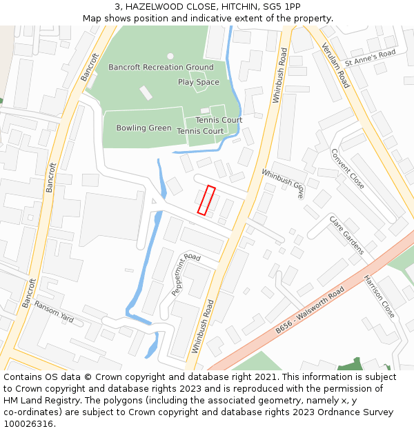 3, HAZELWOOD CLOSE, HITCHIN, SG5 1PP: Location map and indicative extent of plot