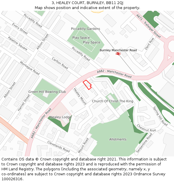 3, HEALEY COURT, BURNLEY, BB11 2QJ: Location map and indicative extent of plot