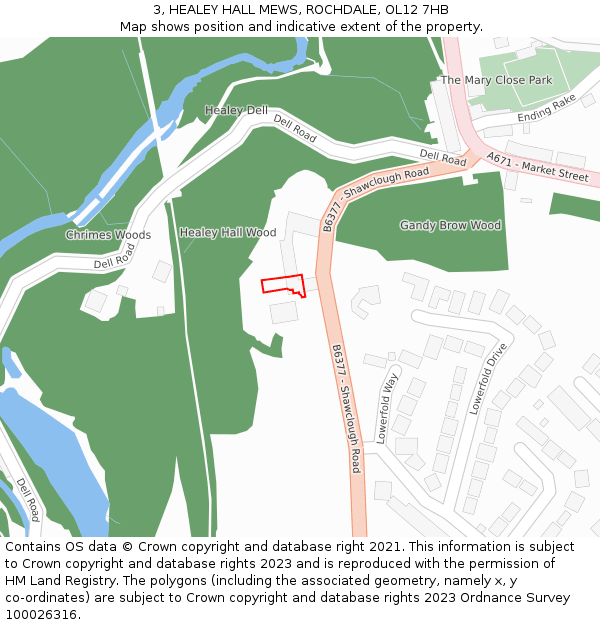 3, HEALEY HALL MEWS, ROCHDALE, OL12 7HB: Location map and indicative extent of plot