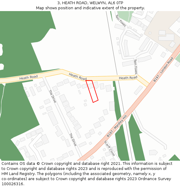 3, HEATH ROAD, WELWYN, AL6 0TP: Location map and indicative extent of plot