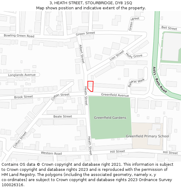 3, HEATH STREET, STOURBRIDGE, DY8 1SQ: Location map and indicative extent of plot