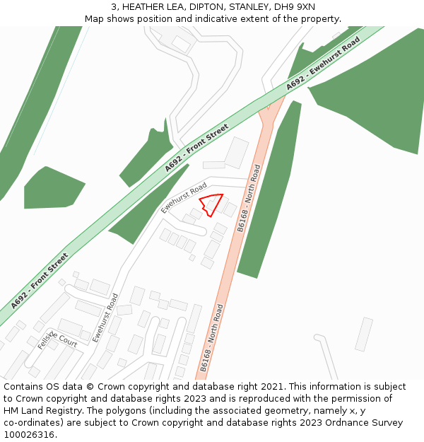 3, HEATHER LEA, DIPTON, STANLEY, DH9 9XN: Location map and indicative extent of plot