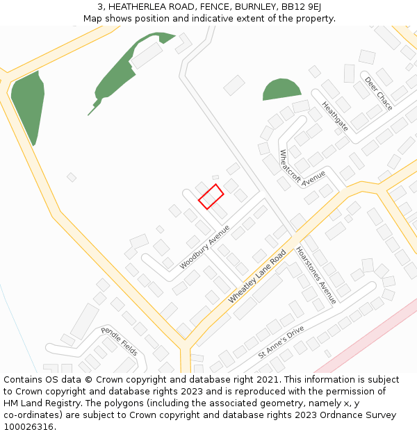 3, HEATHERLEA ROAD, FENCE, BURNLEY, BB12 9EJ: Location map and indicative extent of plot