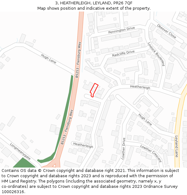 3, HEATHERLEIGH, LEYLAND, PR26 7QF: Location map and indicative extent of plot