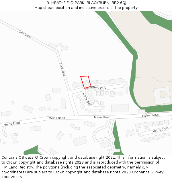 3, HEATHFIELD PARK, BLACKBURN, BB2 6QJ: Location map and indicative extent of plot