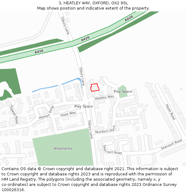 3, HEATLEY WAY, OXFORD, OX2 9SL: Location map and indicative extent of plot