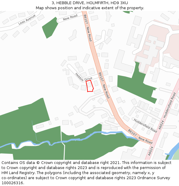 3, HEBBLE DRIVE, HOLMFIRTH, HD9 3XU: Location map and indicative extent of plot