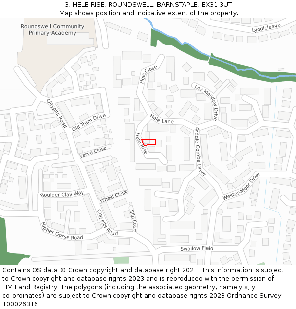 3, HELE RISE, ROUNDSWELL, BARNSTAPLE, EX31 3UT: Location map and indicative extent of plot