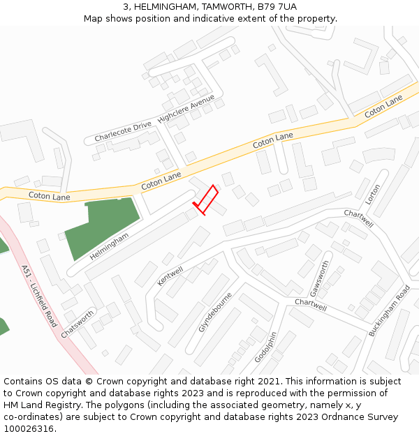 3, HELMINGHAM, TAMWORTH, B79 7UA: Location map and indicative extent of plot