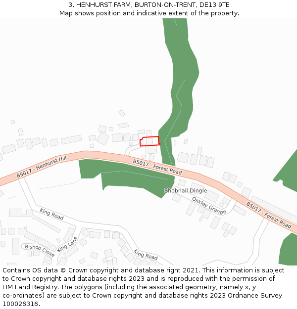 3, HENHURST FARM, BURTON-ON-TRENT, DE13 9TE: Location map and indicative extent of plot
